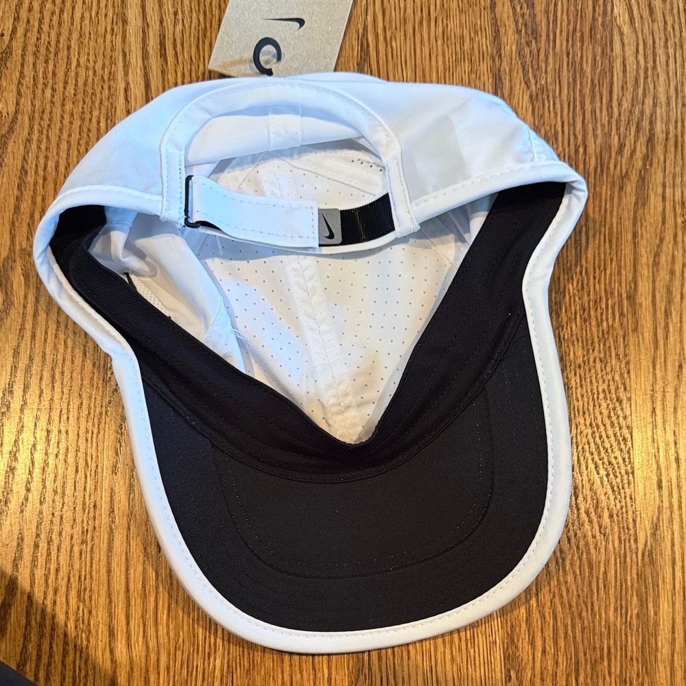 NWT Nike White Tennis Baseball Hat Cap with Black Swoosh - Picture 3 of 4